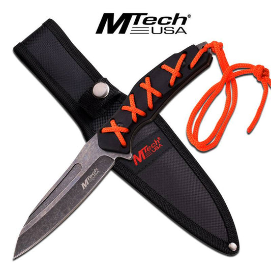 MTech Fixed Blade Knife 8.5 Inches With Orange Wrap Black Handle