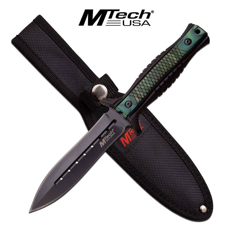 MTech USA Double Edge Fixed Blade Dagger Knife Green Pakkawood - TOPHATTER'S ARMORY DEALS