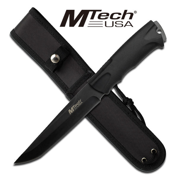 10.75 Inch Overall All Black Fixed Blade Hunting Knife With Sheath - TOPHATTER'S ARMORY DEALS
