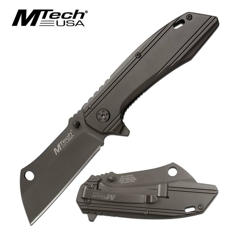 Mtech Gunmetal Gray Cleaver Blade Spring Assisted Tactical Folding Knife