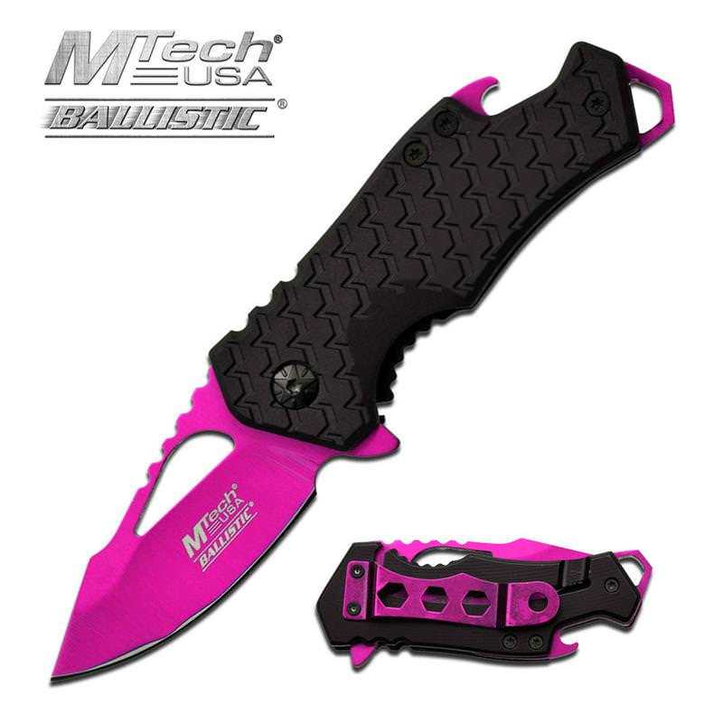 3 Inches Assisted Opening Knife Pink Blade With Black Handle - TOPHATTER'S ARMORY DEALS