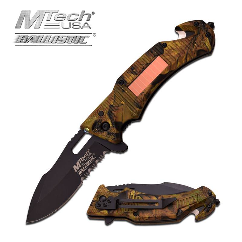 Leaf Camo Handle Solar Pannel LED Light Rescue Spring Assist Pocket Knife - TOPHATTER'S ARMORY DEALS