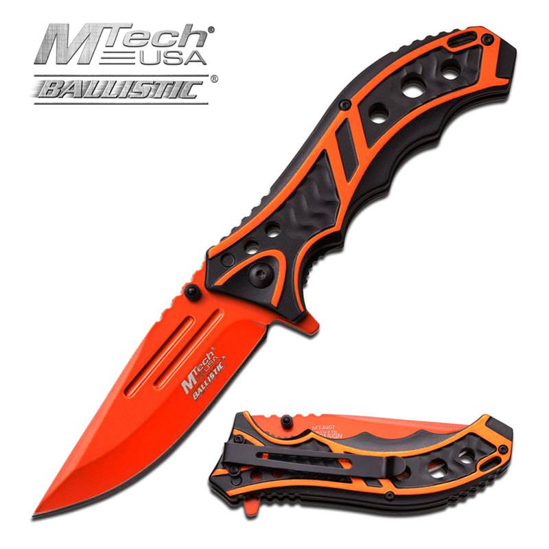 Mtech 3.5 Inch Closed Orange Blade Assisted Opening Folding Knife