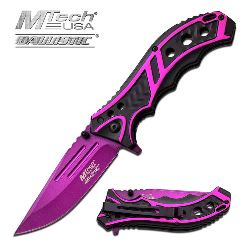 Mtech 3.5 Inch Closed Purple Blade Assisted Opening Folding Knife