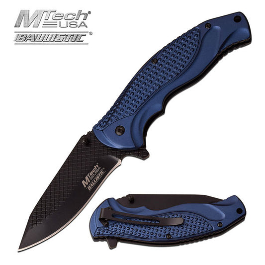 5 Inch Mtech Blue Handle Spring Assisted Knife