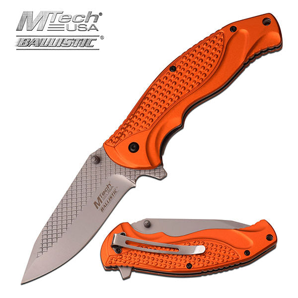5 Inch Mtech Orange Handle Spring Assisted Knife - TOPHATTER'S ARMORY DEALS