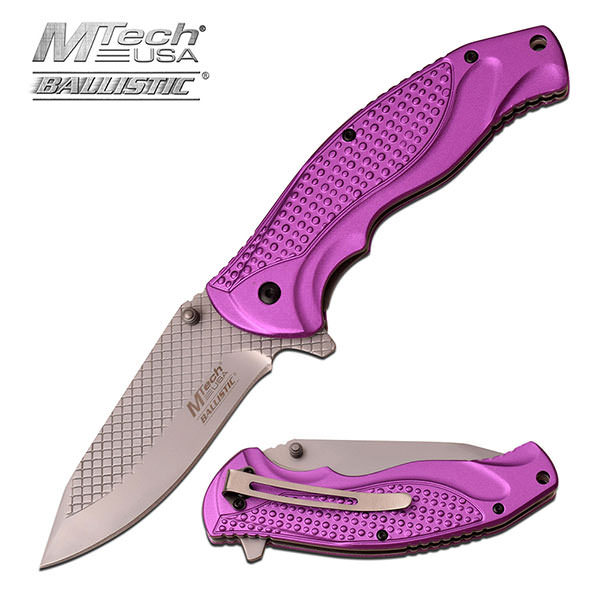 5 Inch Mtech Purple Handle Spring Assisted Knife - TOPHATTER'S ARMORY DEALS
