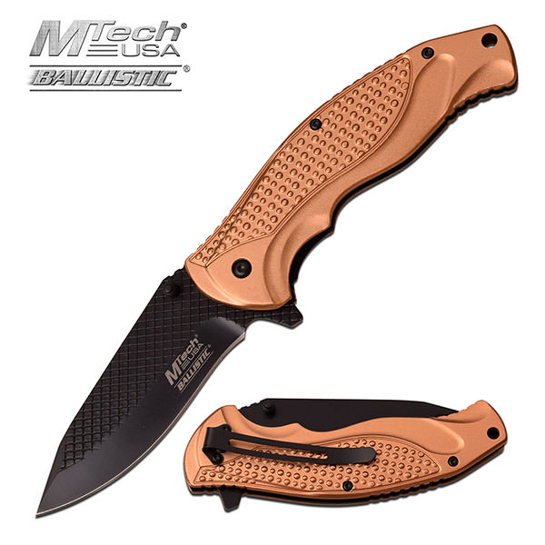 5 Inch Mtech Tan Handle Spring Assisted Knife - TOPHATTER'S ARMORY DEALS