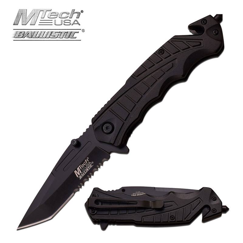 4.5 Inch Closed Black Tactical Rescue Spring Assist Knife - TOPHATTER'S ARMORY DEALS
