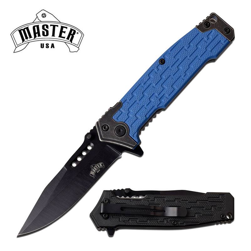 3.5" Black Blade Blue Everyday Carry Tactical Spring Assist Knife