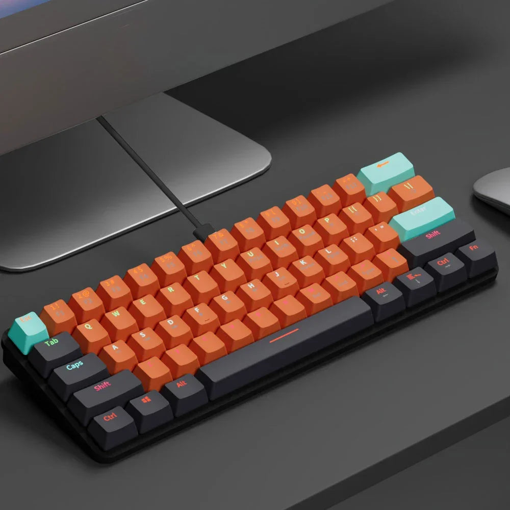 USB Mini Mechanical Gaming Keyboard 61 Key Red Switch