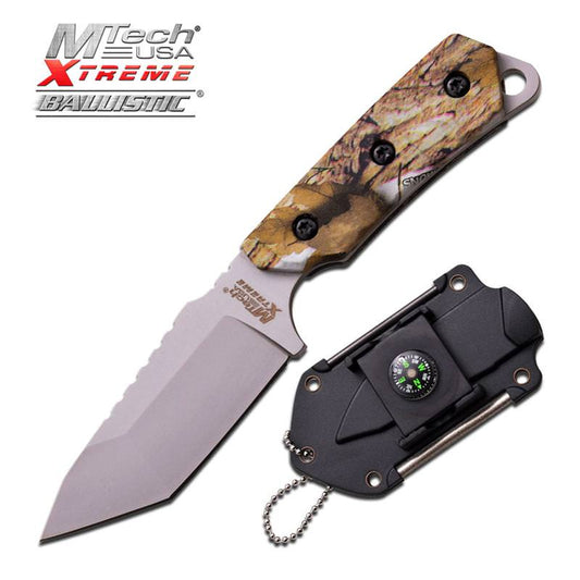 Mtech Fixed Blade Neck Knife Camo Tactical Survival Compass Firestarter