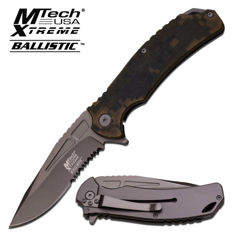 Knap Green Camo Spring Assisted Knife - Gray Serrated