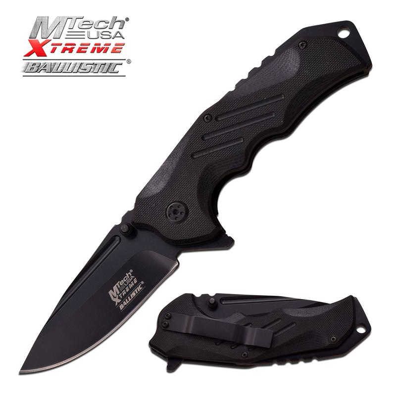 4.75 Inch Closed MTech Xtreme Black Spring Assisted Knife