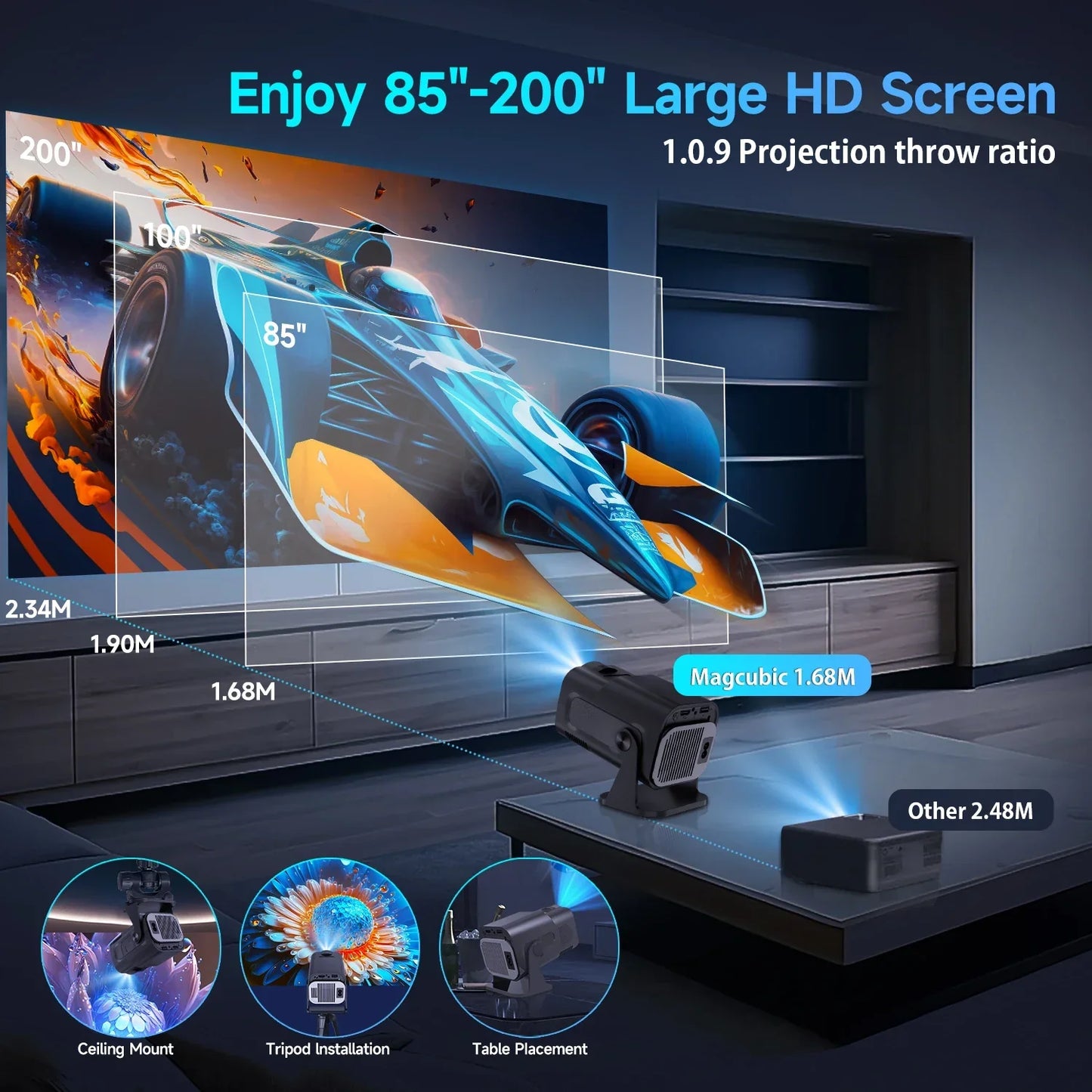 Mini Android 11 Projector (Black)