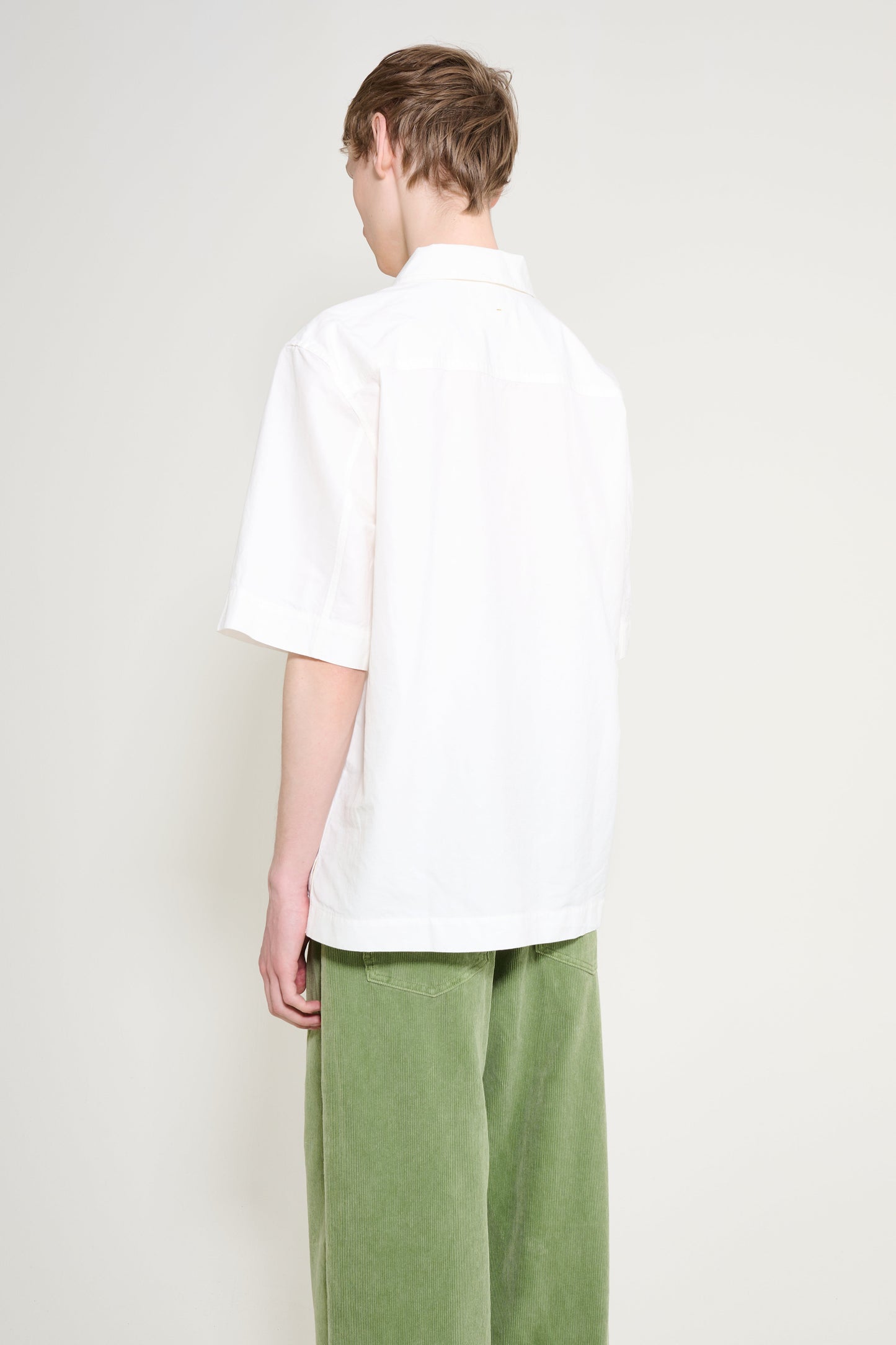 Margaret Howell MHL Short Sleeve PJ Shirt Cotton Linen Poplin Chalk