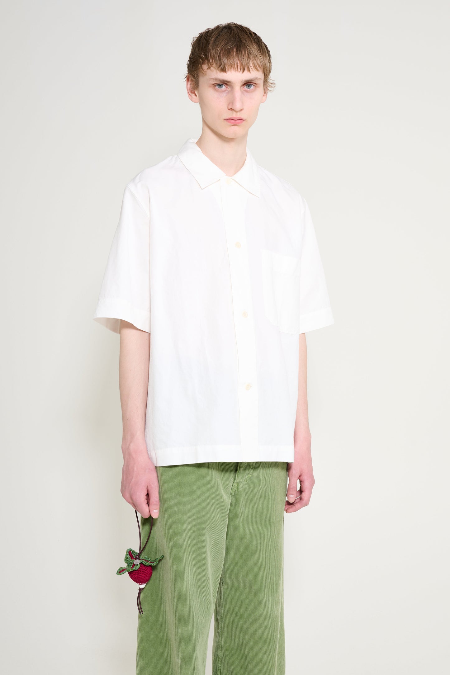 Margaret Howell MHL Short Sleeve PJ Shirt Cotton Linen Poplin Chalk
