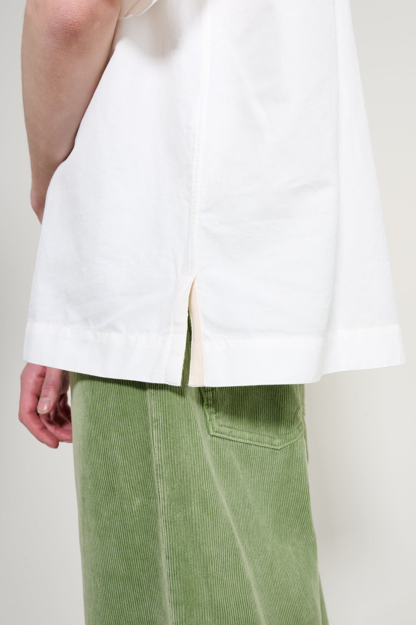 Margaret Howell MHL Short Sleeve PJ Shirt Cotton Linen Poplin Chalk
