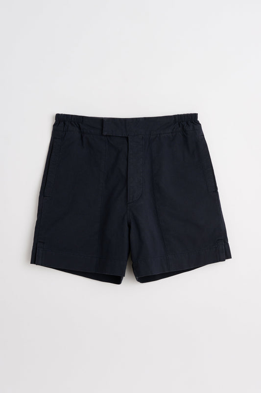 Margaret Howell MHL Gym Shorts Washed Cotton Ripstop Ink