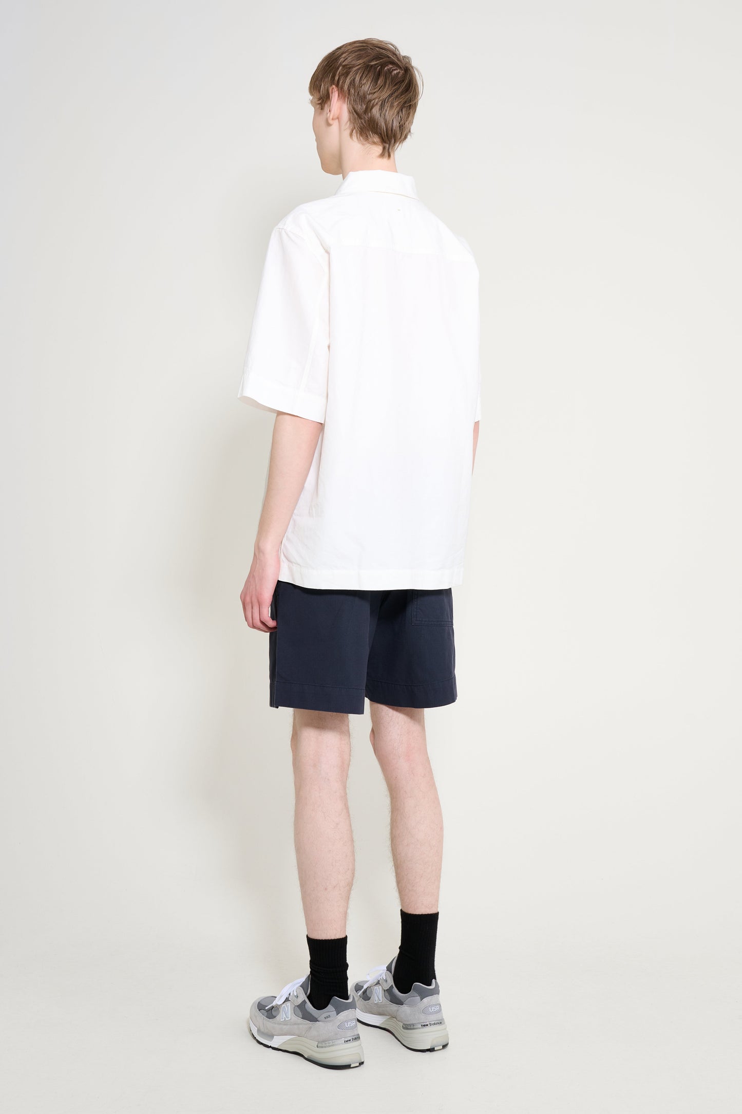 Margaret Howell MHL Gym Shorts Washed Cotton Ripstop Ink