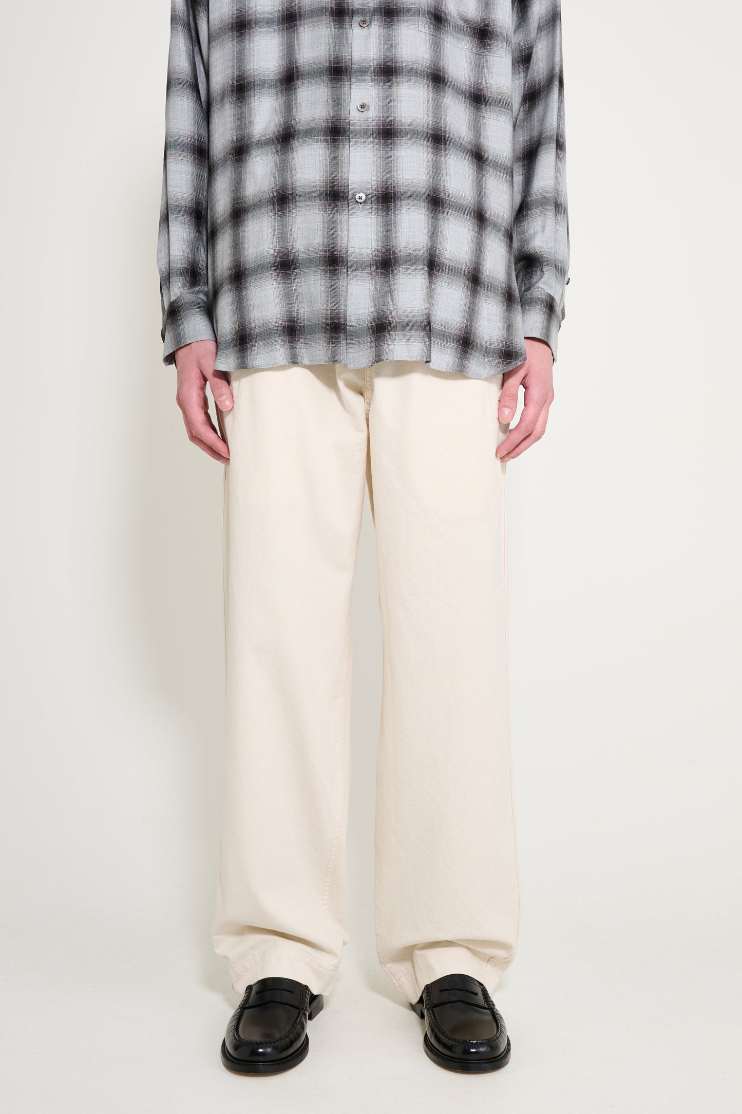 Margaret Howell MHL Wide Leg Jogger Workwear Cotton Twill Off White