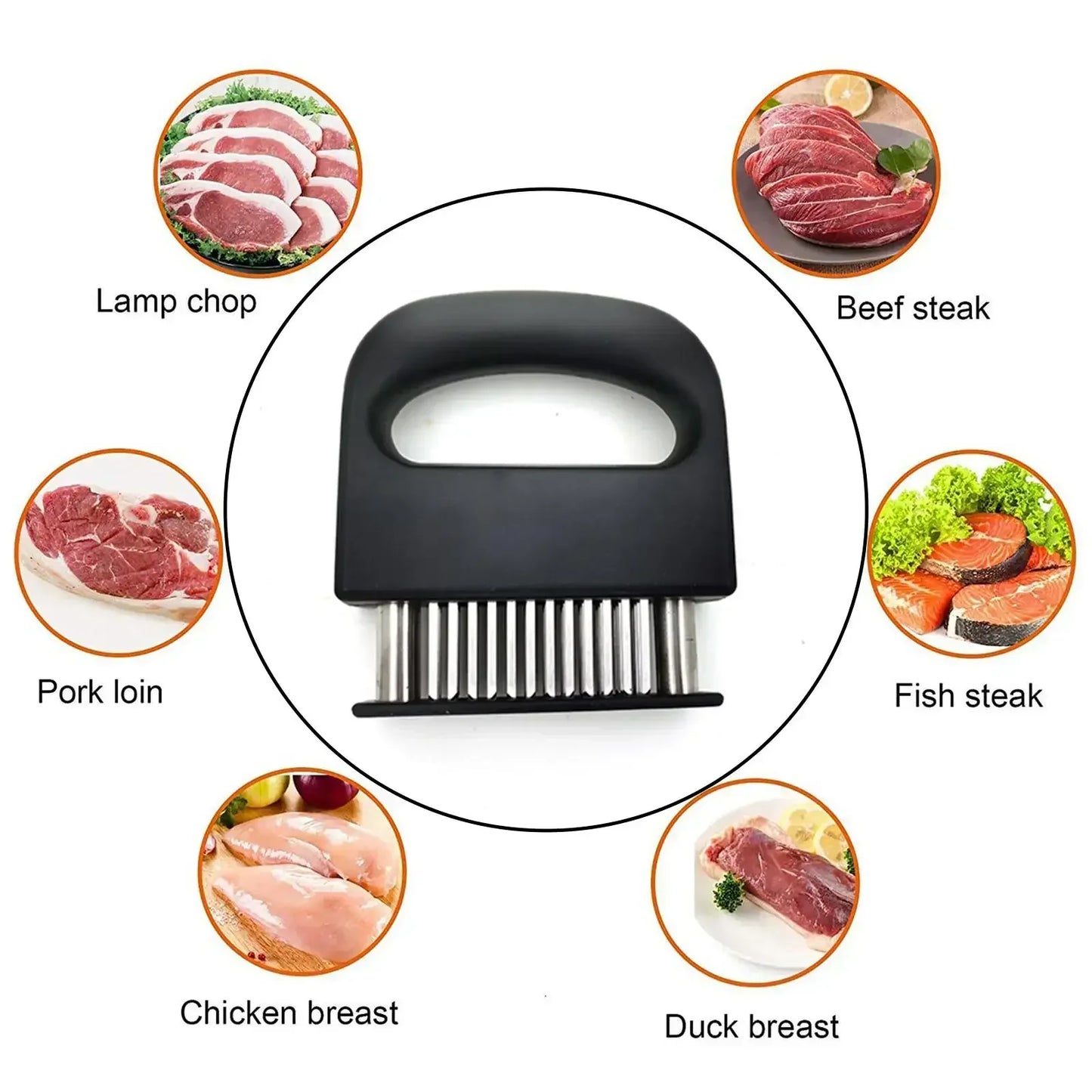 Stainless Steel Meat Tenderizer – 48 Needle Steak Softener
