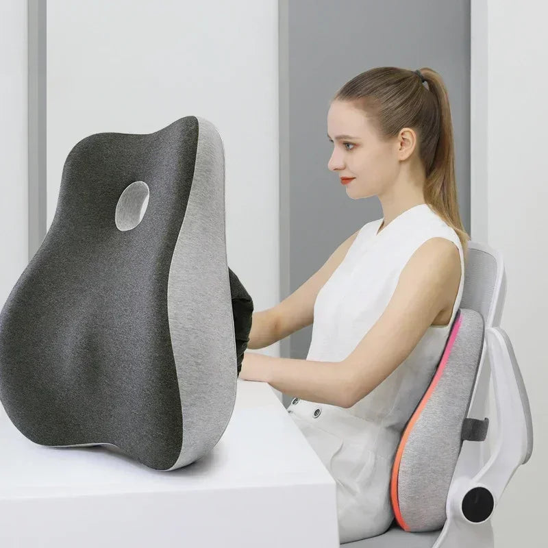 Memory Foam Office Chair Cushion & Lumbar Support Pillow