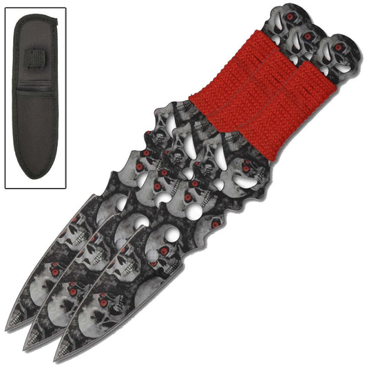 Menacing Death Stare Deadly Skull Throwing Knives 3 Pc Set