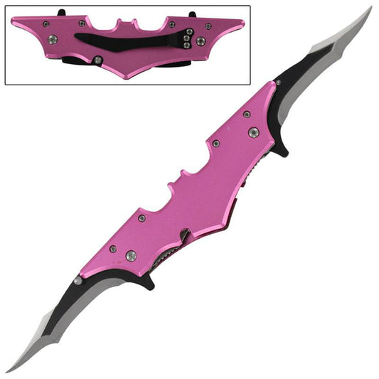 Double Bladed Spring Assisted Pink Midnight Pocket Knife