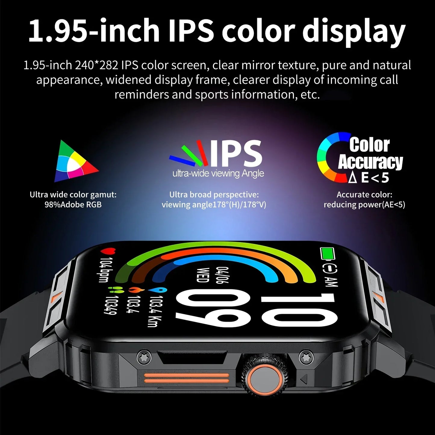 Military Smart Watch Fitness Health Monitor Bluetooth (Black)