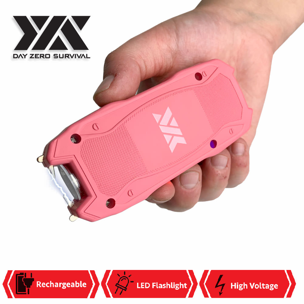 DZS Pink Rechargeable Self Defense Mini Stun Gun With LED FlashLight - TOPHATTER'S ARMORY DEALS