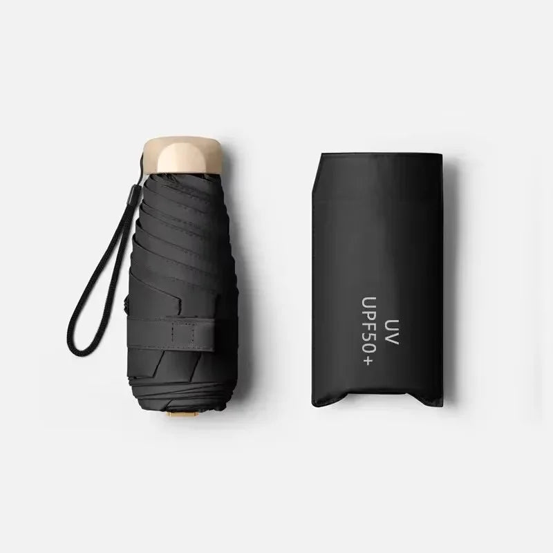 Compact Mini Sunshade Umbrella Foldable & Lightweight Black