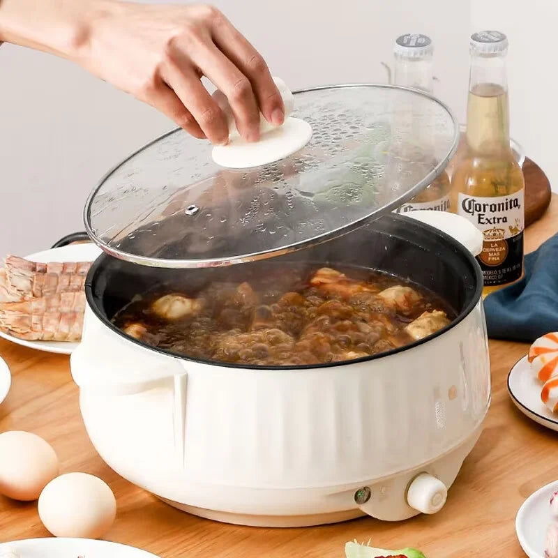 Electric Cooker Double Layer 24cm Non Stick Hot Pot & Rice Cooker White