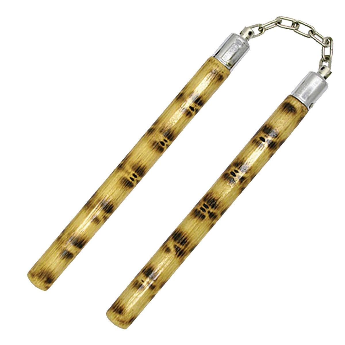 12 Inch Round Burnt Rattan Wood Nunchaku Ball Bearing Chain - TOPHATTER'S ARMORY DEALS
