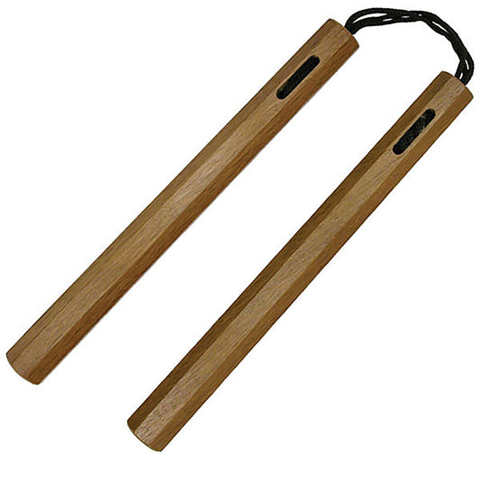 Nunchucks 12 Inch Octagonal Brown Wood Nunchaku