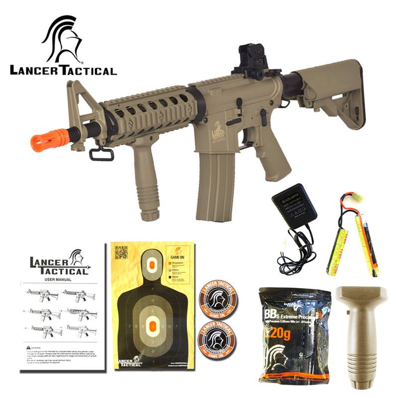 Lancer Tactical MK18 MOD0 Airsoft M4 RIS Automatic Electric AEG Rifle Tan - TOPHATTER'S ARMORY DEALS