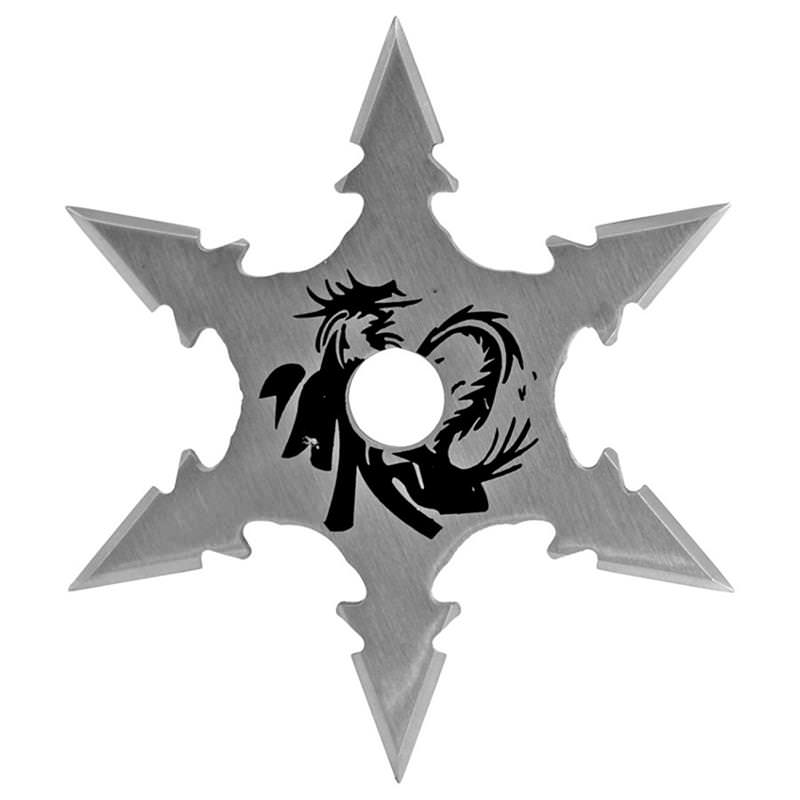 Secret Dragon Ninja Six Points Throwing Star Silver Finish With Pouch