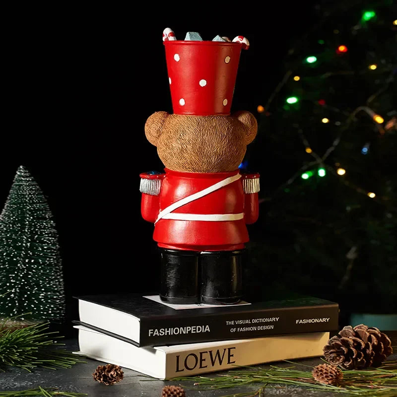 Resin Brown Bear Guard Drummer Festival Decoration - 30cm