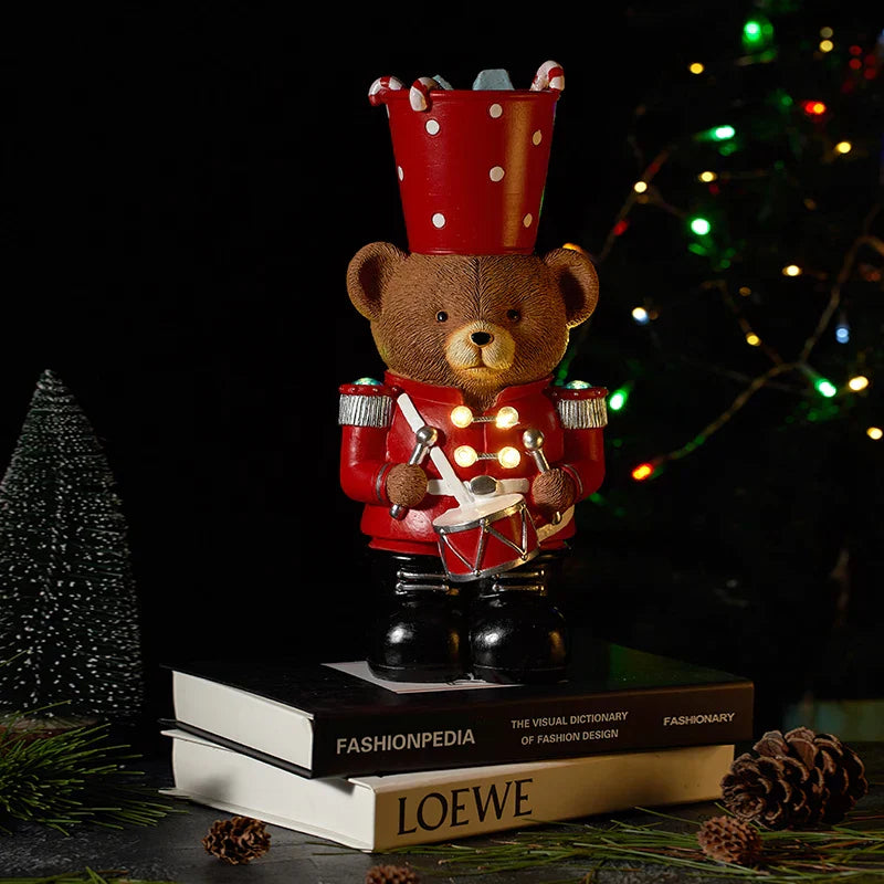 Resin Brown Bear Guard Drummer Festival Decoration - 30cm