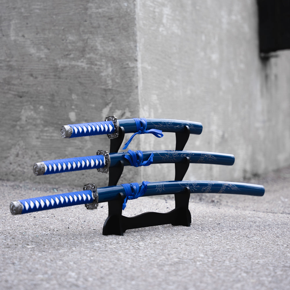Fire and Steel - Navy Dragon Katana 3-Sword Set