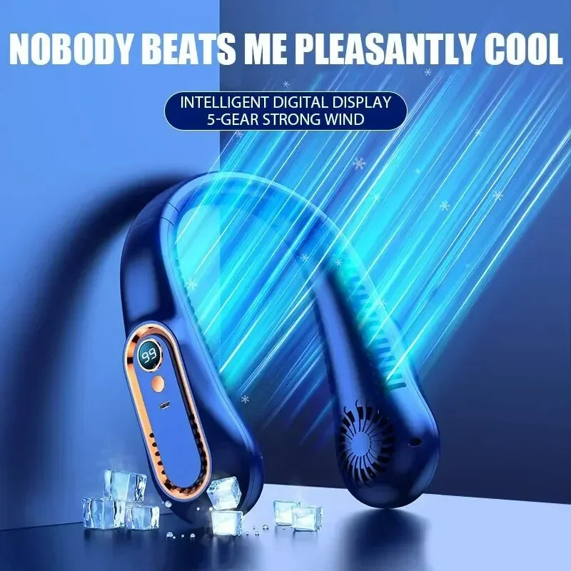 Neck Bladeless Fan – Mini Portable - Blue