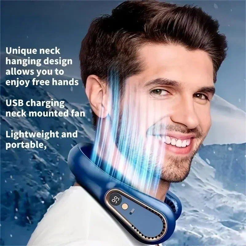 Neck Bladeless Fan – Mini Portable - Blue