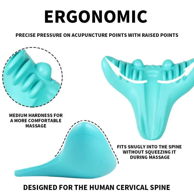 Neck & Shoulder Stretcher Chiropractic Cervical Traction Pillow Blue