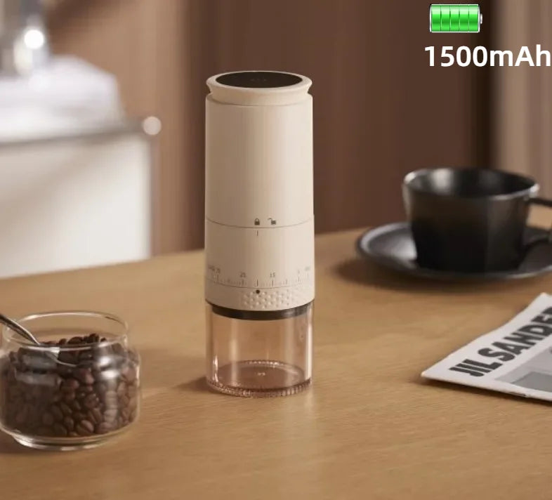 Rechargeable Coffee Grinder 38 Level Adjustable Conical Burr White