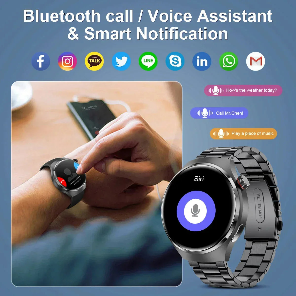 GPS Smart Watch Men 360 HD, IP68, Heart Rate, Bluetooth Call