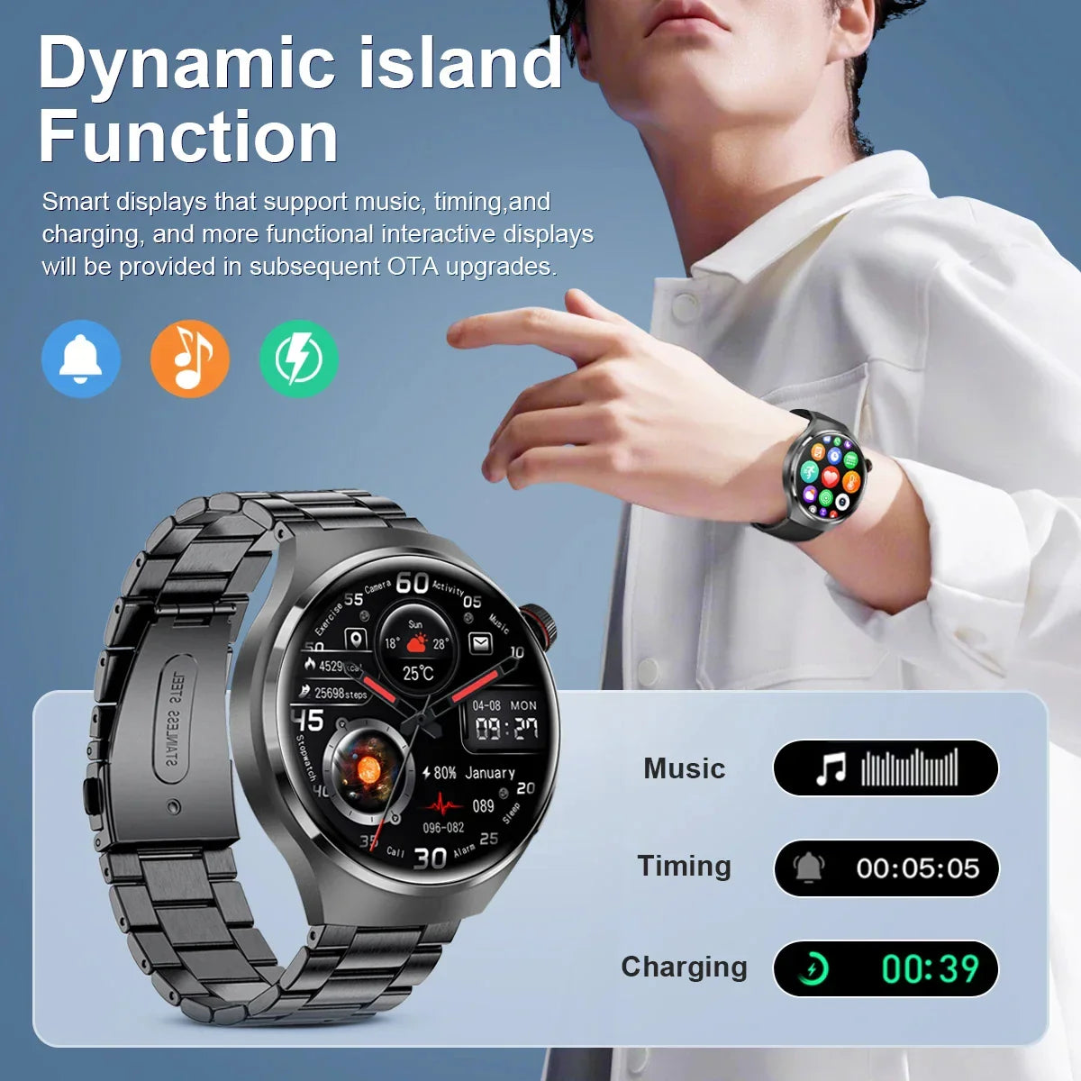 GPS Smart Watch Men 360 HD, IP68, Heart Rate, Bluetooth Call