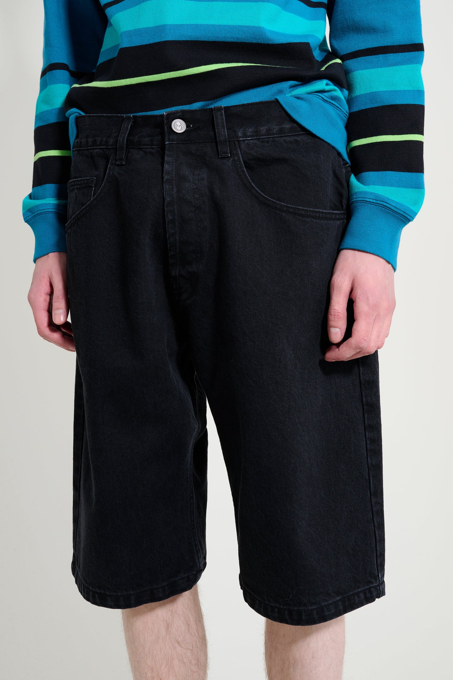No Problemo Denim Bagi Shorts Black