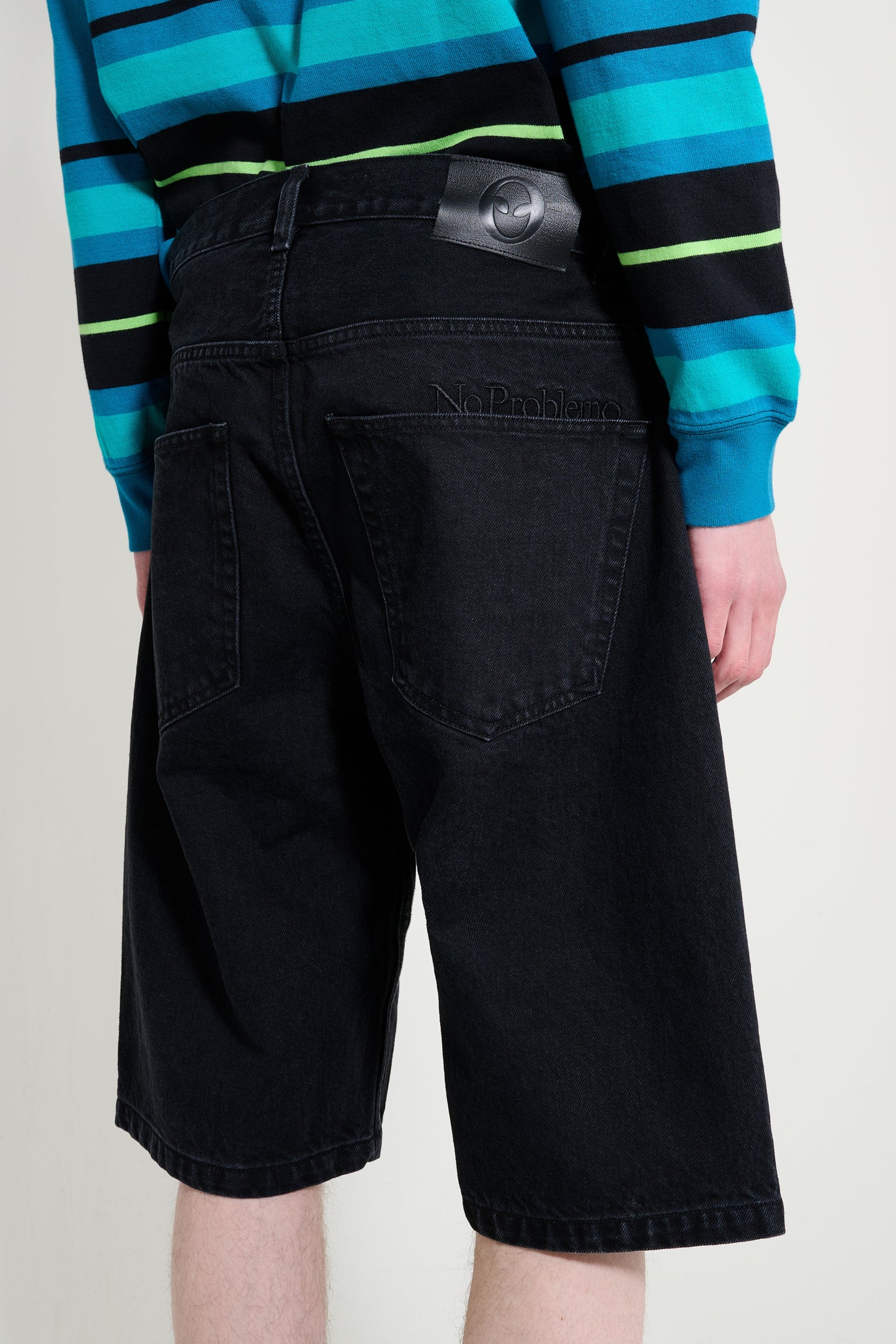 No Problemo Denim Bagi Shorts Black