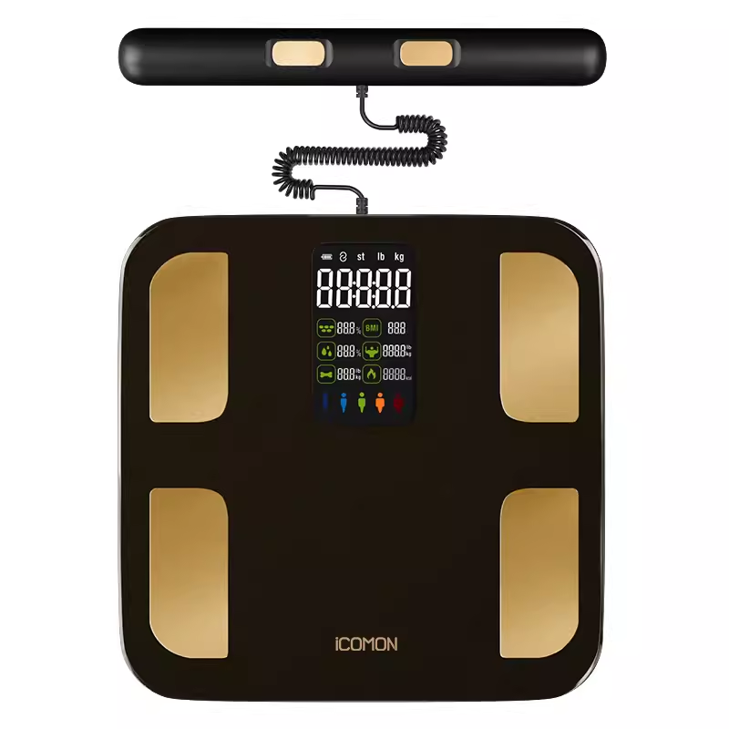 Eight-Electrode Body Fat Scale with Free Smart Skipping Rope - Dark Night Black