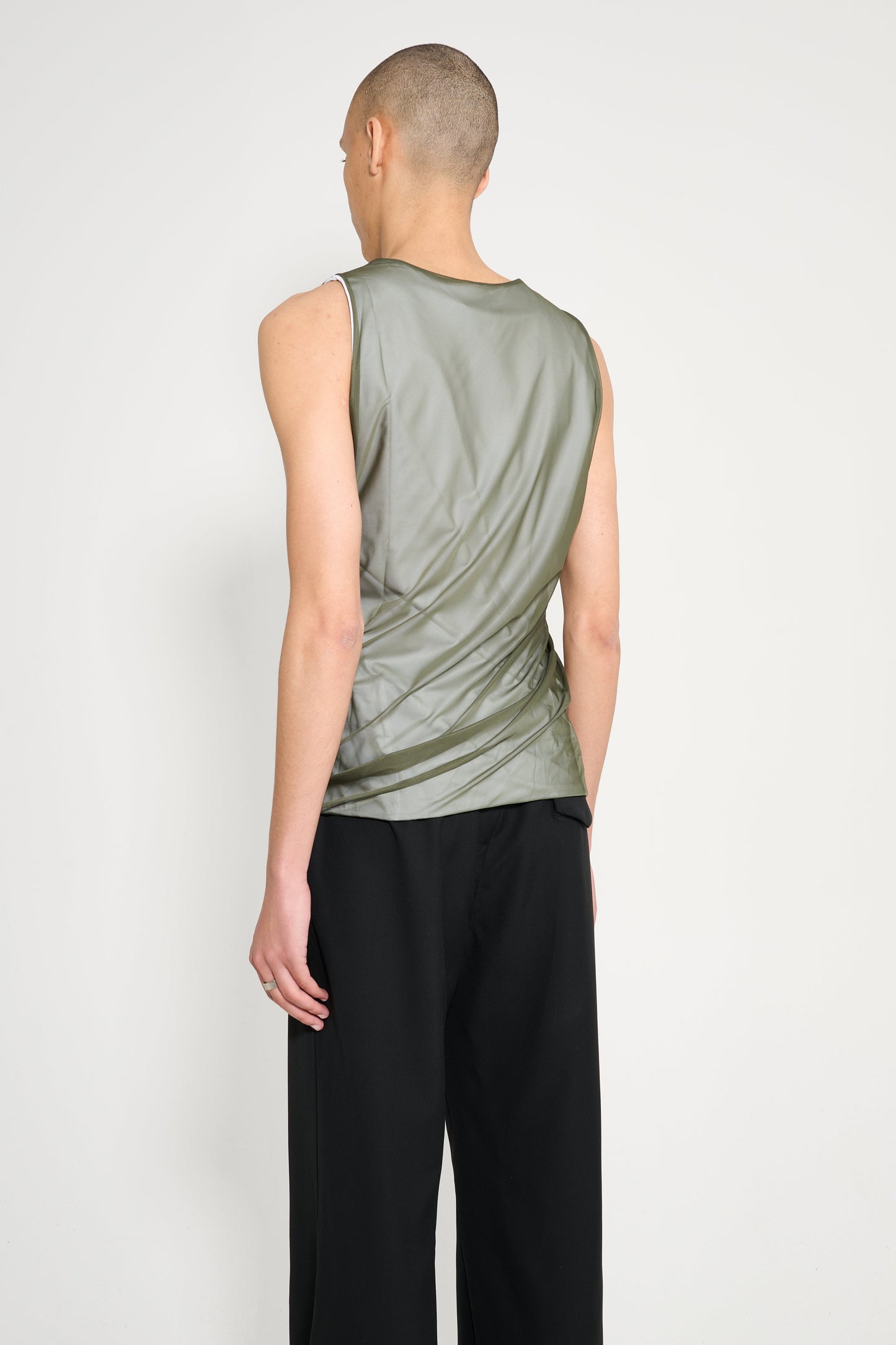 Olly Shinder Twisted Tank Green White